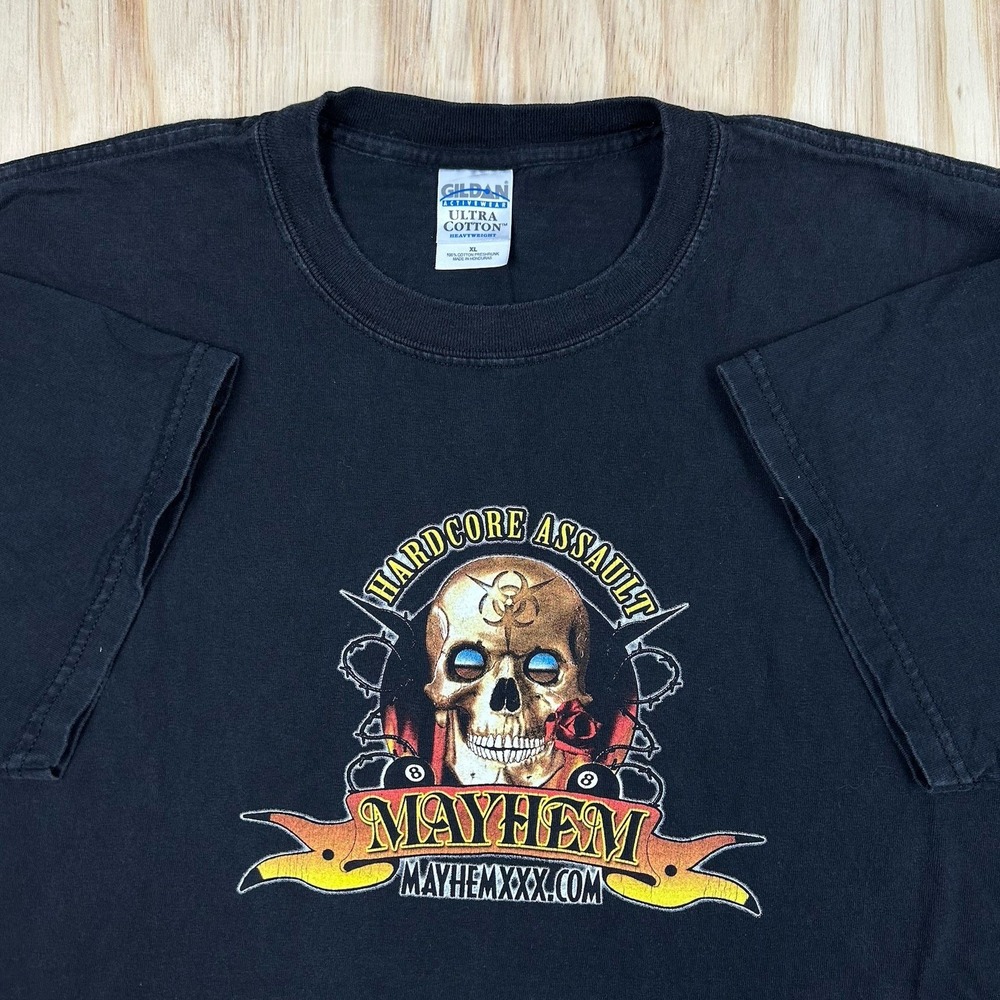 VTG Y2K Mayhem Hardcore Assault Adult Entertainment Promo Porno‎ T Shirt RARE XL